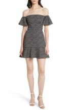 Women's Saloni Amelia Polka Dot Print Off The Shoulder Dress - Black