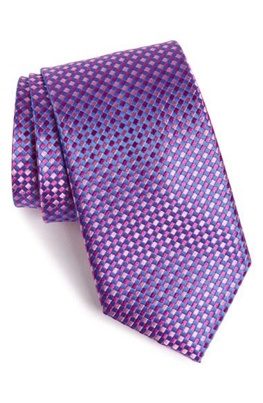 Men's Nordstrom Men's Shop Check Silk Tie, Size - Blue