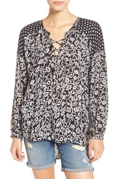 Women's Amuse Society 'estrella' Lace-up Top - Black