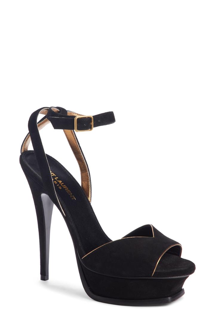 Women's Saint Laurent Tribute Platform Sandal .5us / 38.5eu - Black