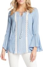Women's Karen Kane Embroidered Split Sleeve Top - Blue