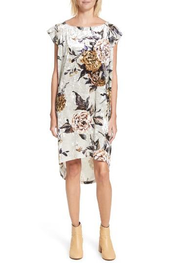 Women's Mm6 Maison Margiela Floral Print Velvet Dress - Grey