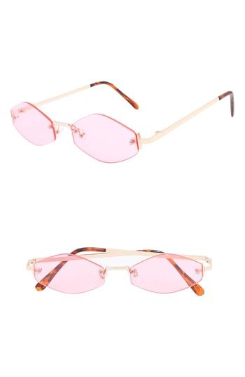 Women's Nem Lush Retro 55mm Rimless Geometric Sunglasses - Pink/ Gold