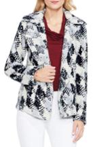 Women's Two By Vince Camuto Broken Houndstooth Faux Fur Coat