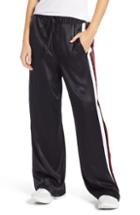Women's Treasure & Bond Wide Leg Satin Track Pants, Size - Black