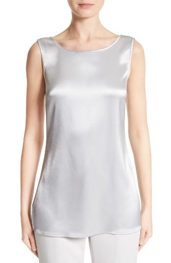 Women's St. John Collection Liquid Satin Shell, Size - Grey
