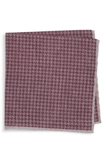 Men's Eleventy Houndstooth Wool & Cotton Pocket Square, Size - Purple