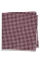 Men's Eleventy Houndstooth Wool & Cotton Pocket Square, Size - Purple