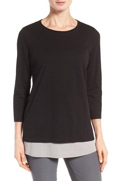 Women's Eileen Fisher Slubby Organic Cotton Jersey Top - Black