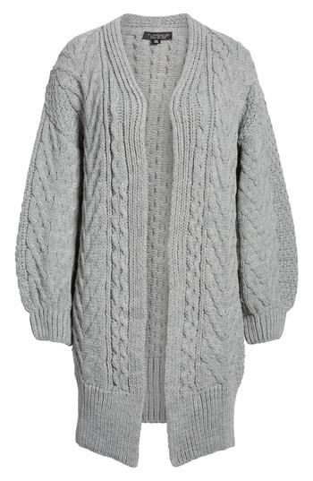 Women's Topshop Long Open Front Cardi Us (fits Like 2-4) - Grey
