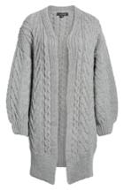 Women's Topshop Long Open Front Cardi Us (fits Like 2-4) - Grey