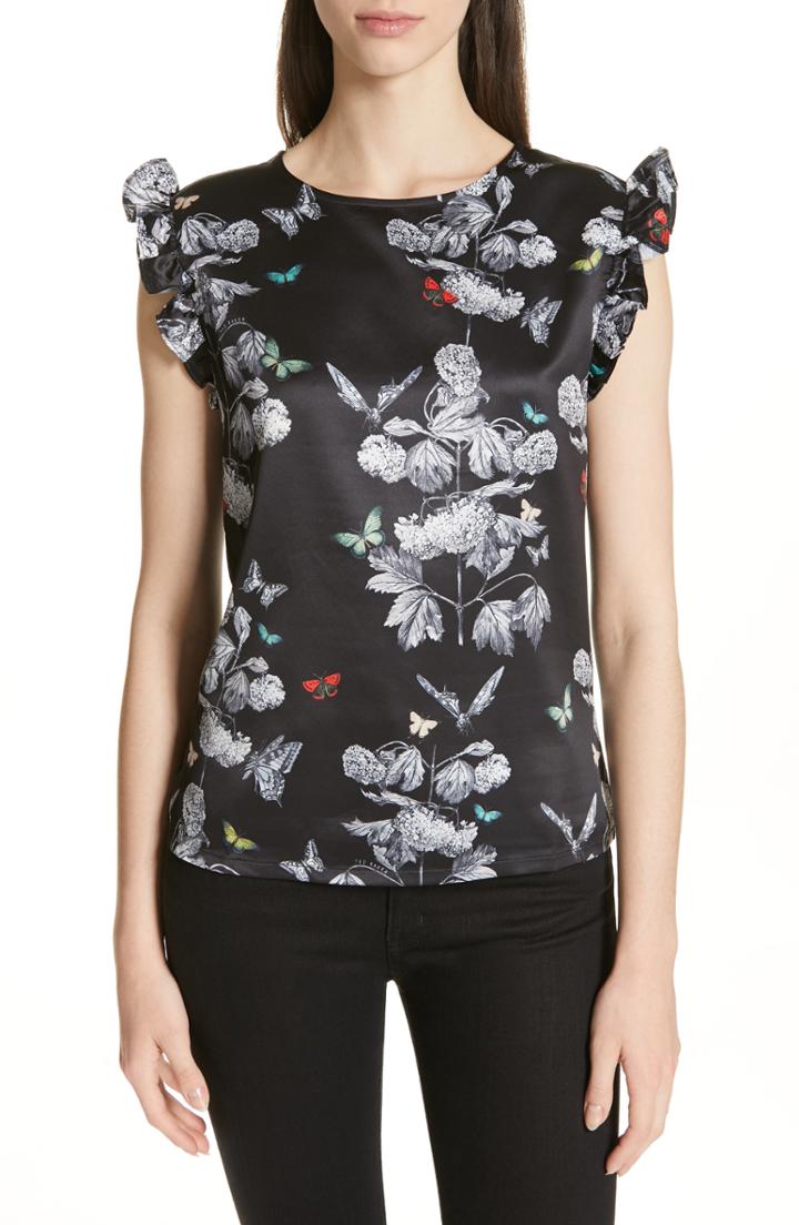 Women's Ted Baker London Daneli Narnia Ruffle Sleeve Top - Black