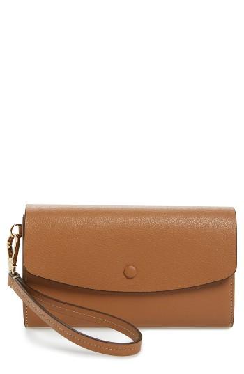 Women's Halogen Leather Wristlet - Brown