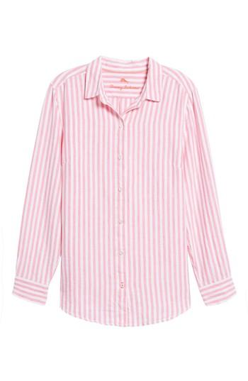Women's Tommy Bahama Cabana Stripe Button-up Top - Pink