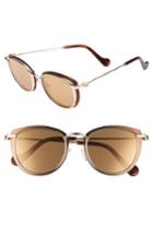 Women's Moncler 50mm Mirrored Geometric Sunglasses - Bronze/ Rose Gold/ Havana