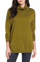 Women's Eileen Fisher Merino Wool Boxy Turtleneck Sweater, Size - Green