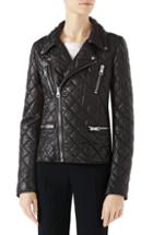 Women's Gucci Logo Quilted Leather Biker Jacket Us / 40 It - Black