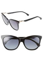Women's Fendi Cube 55mm Cat Eye Sunglasses - Black