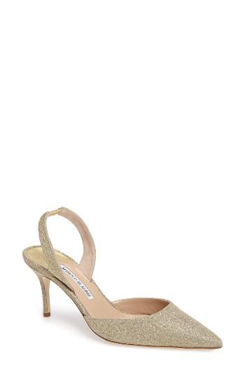 Women's Manolo Blahnik 'carolyne' Pointy Toe Slingback Pump .5us / 36.5eu - Beige
