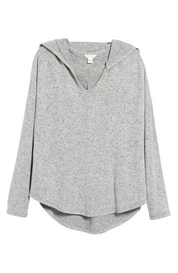Petite Women's Caslon High/low Hoodie, Size P - Grey