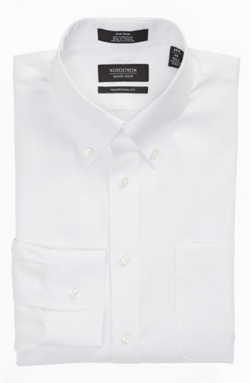 Men's Nordstrom Men's Shop Traditional Fit Non-iron Solid Dress Shirt .5 - 35 - White