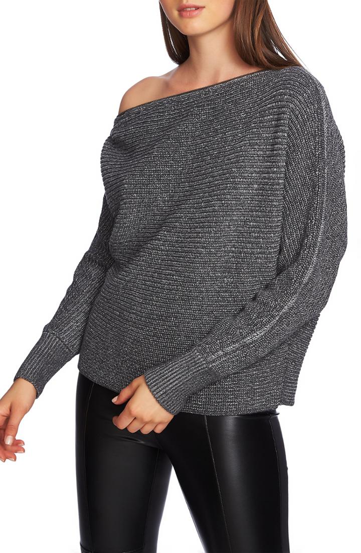 Women's 1.state Convertible Zip Neckline Sweater, Size - Grey