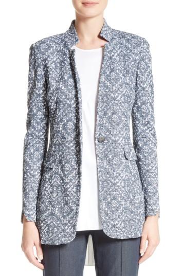 Women's St. John Collection Devaj Jacquard Knit Jacket - Blue