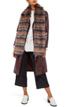 Women's Topshop Tonal Stripe Faux Fur Scarf, Size - Brown