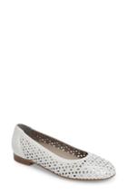 Women's Ara Stephanie Perforated Ballet Flat .5 M - White