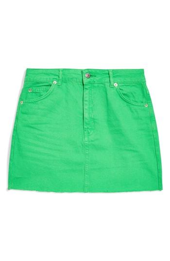 Women's Topshop Moto High Waist Denim Skirt Us (fits Like 0-2) - Green