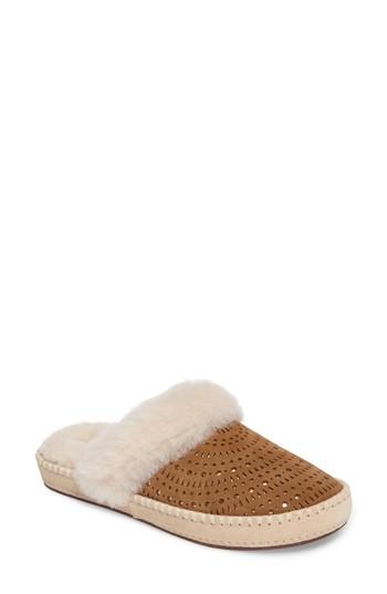 Women's Ugg Aira Sunshine Genuine Shearling Slipper M - Brown