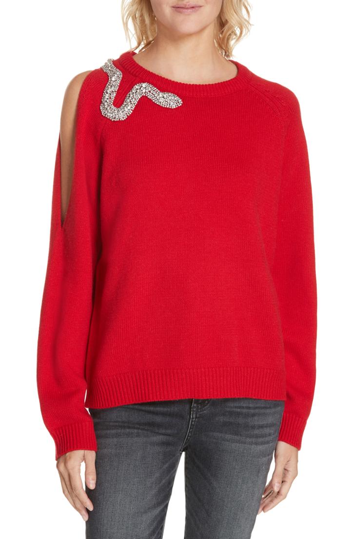 Women's Ba & Sh Ossi Embellished Wool Sweater - Red