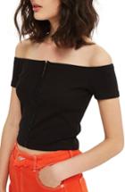 Women's Topshop Crop Off The Shoulder Top Us (fits Like 2-4) - Black
