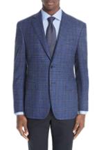 Men's Canali Classic Fit Plaid Wool Blend Sport Coat Us / 48 Eu S - Blue
