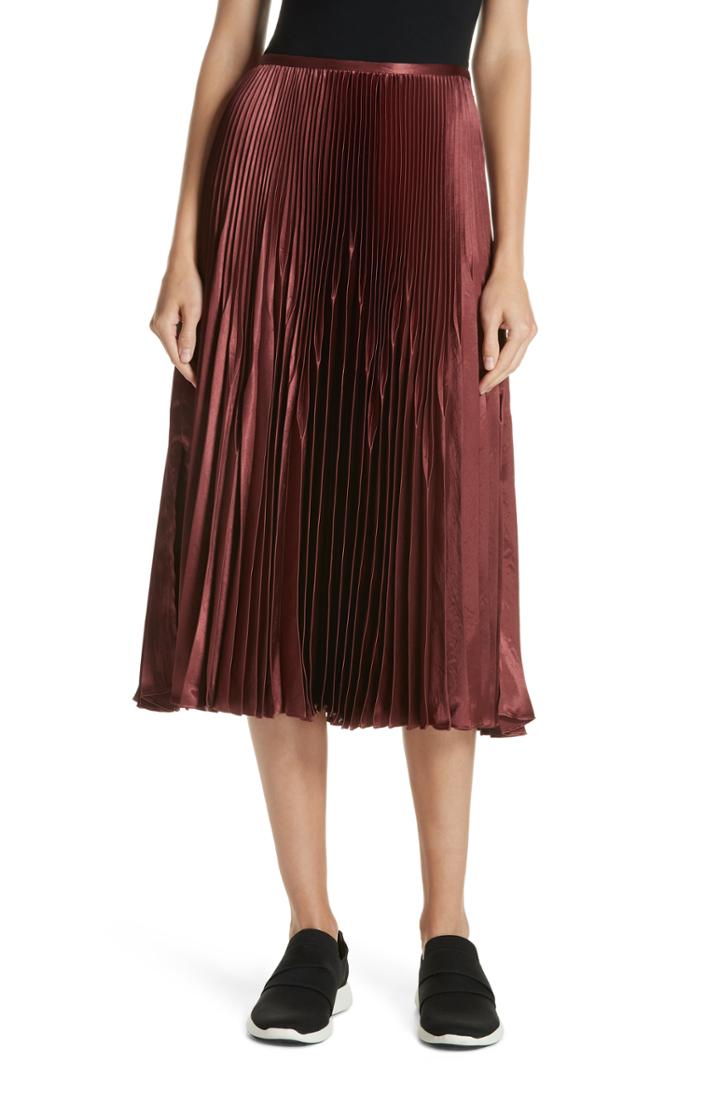 Women's Vince Chevron Pleated Satin Skirt