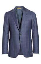 Men's Canali Classic Fit Plaid Wool Sport Coat Us / 56 Eul - Blue