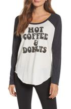Women's Chaser Hot Coffee & Donuts Raglan Tee - White