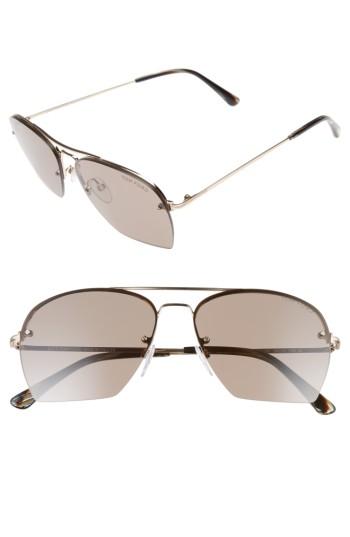 Women's Tom Ford Whelan 58mm Aviator Sunglasses - Rose Gold/ Brown/ Horn Brown