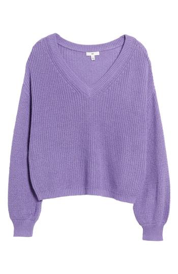 Women's Bp. V Neck Cotton Sweater, Size - Purple