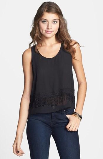 Lush Lace Fringe Chiffon Tank (juniors)