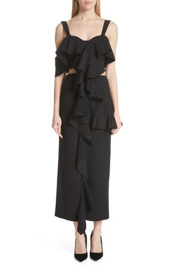 Women's Proenza Schouler Ruffle Midi Dress - Black