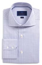 Men's David Donahue Trim Fit Check Dress Shirt - 36/37 - Purple