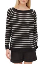 Women's Lafayette 148 New York Stripe Raglan Sweater - Black