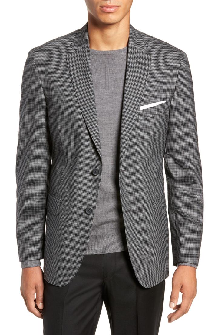 Men's John W. Nordstrom Traditional Fit Check Wool Sport Coat R - Grey