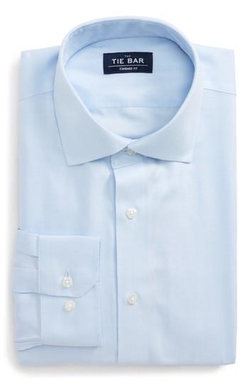 Men's The Tie Bar Standard Fit Herringbone Dress Shirt .5 - 34/35 - Blue