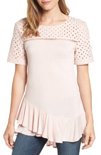 Women's Halogen Ruffle Hem Top - Pink