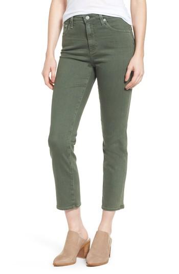 Women's Ag The Isabelle High Waist Crop Straight Leg Jeans - Green