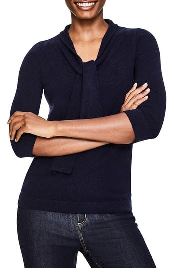 Women's Boden Tie Neck Sweater (similar To 14w-16w) - Blue