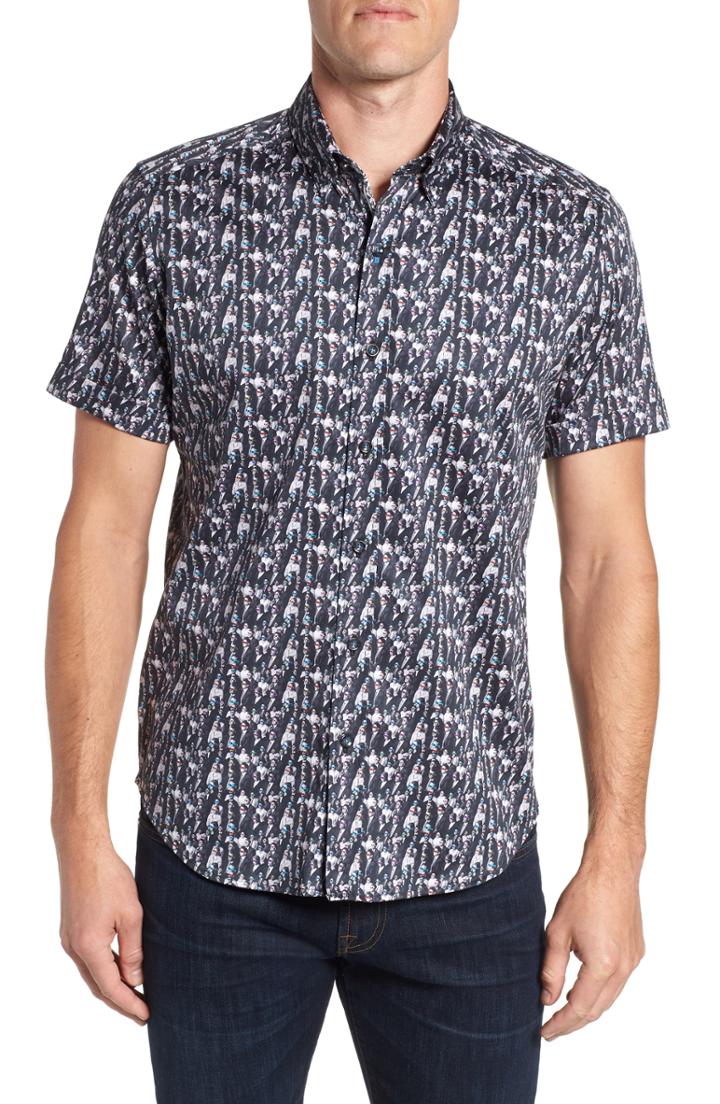 Men's Robert Graham Cinema Tailored Fit Sport Shirt, Size - Black