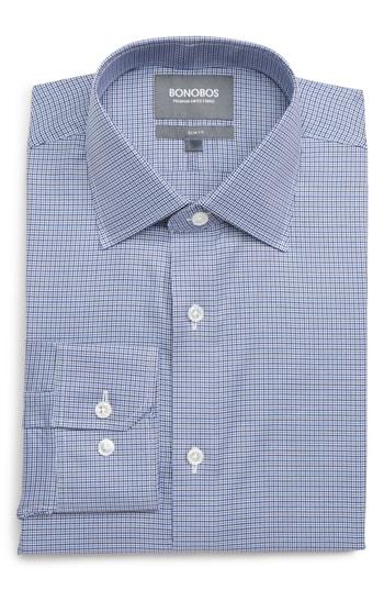 Men's Bonobos Efford Slim Fit Check Dress Shirt .5 32 - Blue